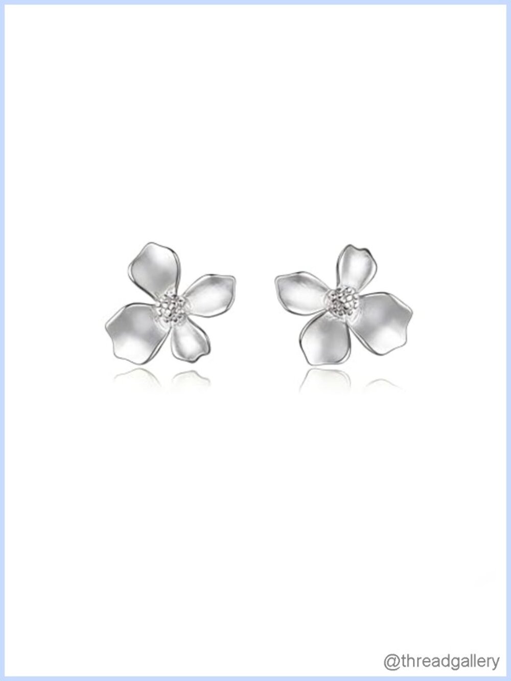Sterling Silver Gardenia Flower Stud Earrings Hypoallergenic Push Back